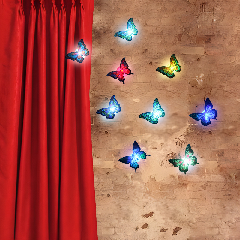 Mariposas Brillantes para Decoración de Pasteles - Base con Luz LED y Adhesivo - Para Fiestas, Cortinas y Mesas - Set para Mayoristas y Reposteros