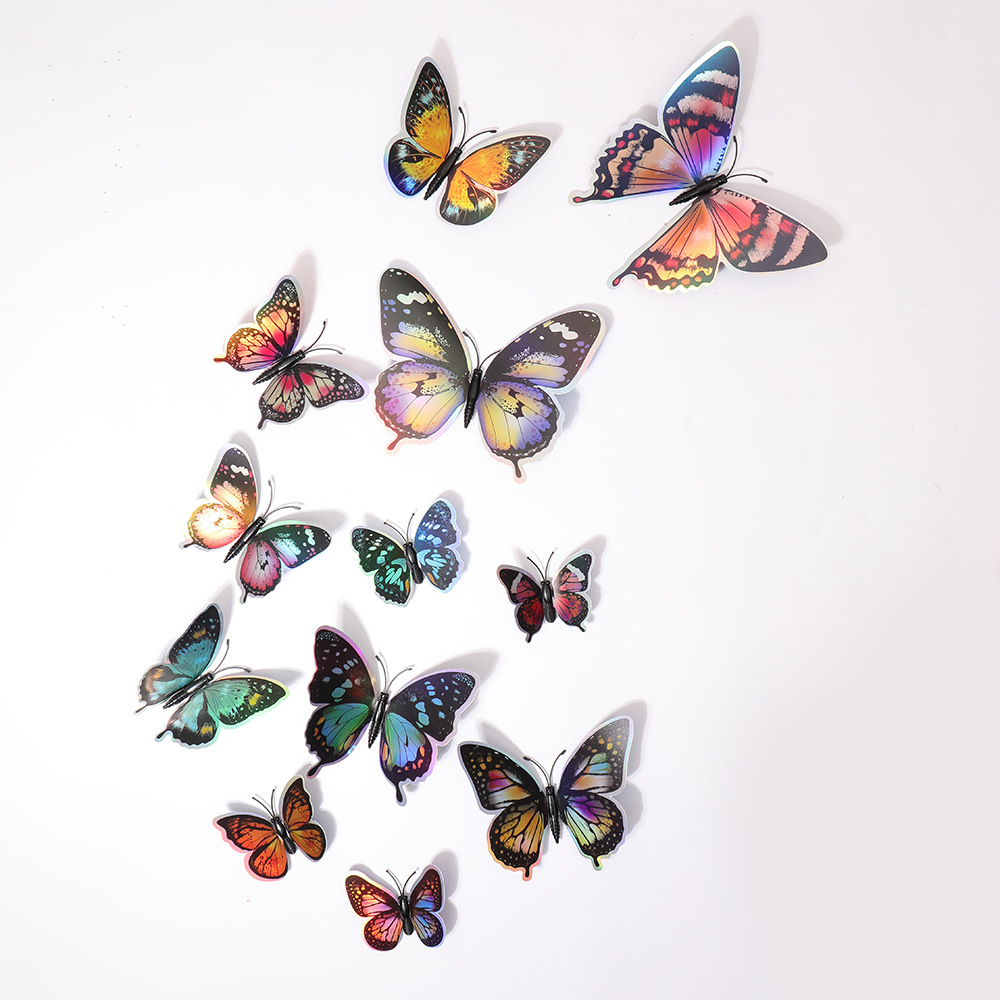 Set de Mariposas Magnéticas 3D con Efecto Láser para Exportación - Decoración de Doble Capa para Interiores - Adhesivos Ultra Realistas para Paredes y Superficies Metálicas - Para Mayoristas