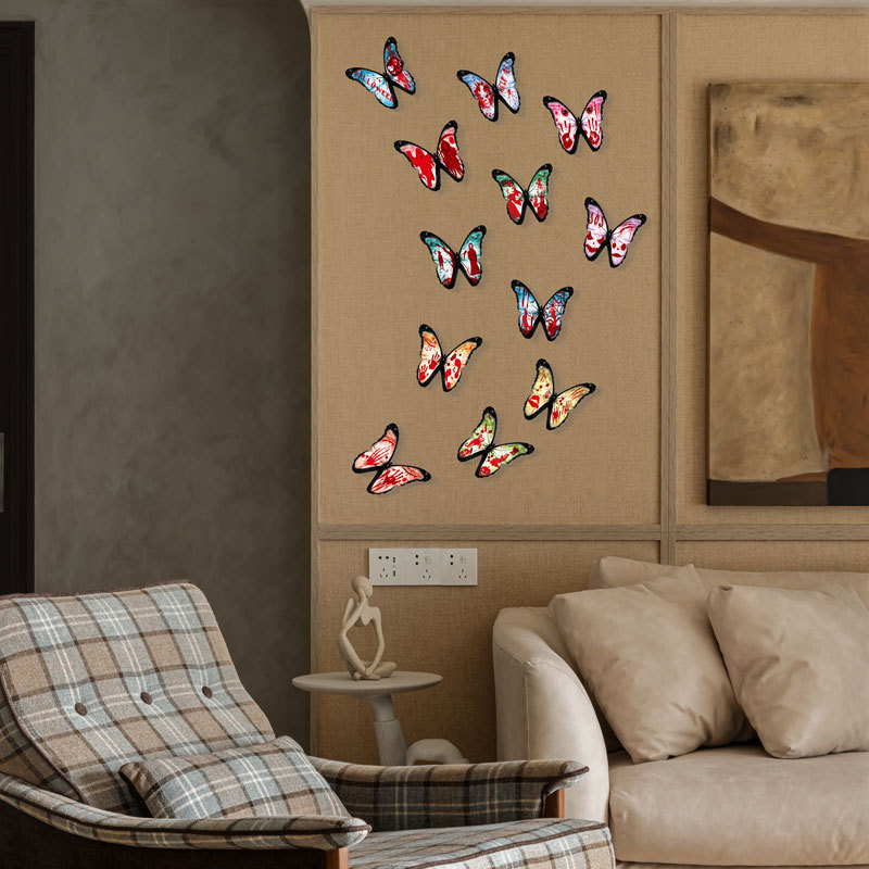 12 Unidades de Pegatinas de Mariposas de Halloween para Pared - Decoración 3D para Fiestas de Halloween y Salas de Estar - Suministro Directo para Exportación y Mayoristas