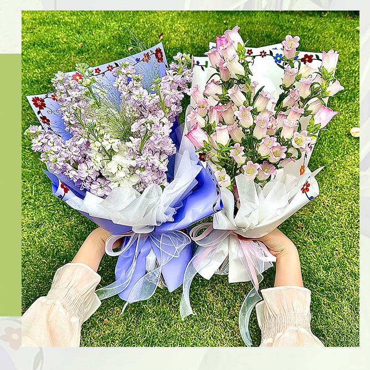 Papel de Estilo Europeo para Envolver Flores - Estampado Multicolor de Pequeñas Flores - Papel Impermeable Extra Grueso - Suministro Exclusivo para Mayoristas Internacionales