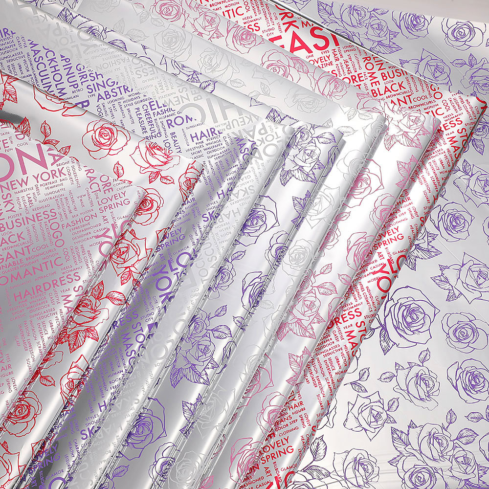 Papel para Flores Estilo Europeo/Americano con Tipografía Inglesa - Superficie Mate (Estilo 'Hansol') - Material Impermeable de Alta Calidad para Floristerías - Venta al por Mayor