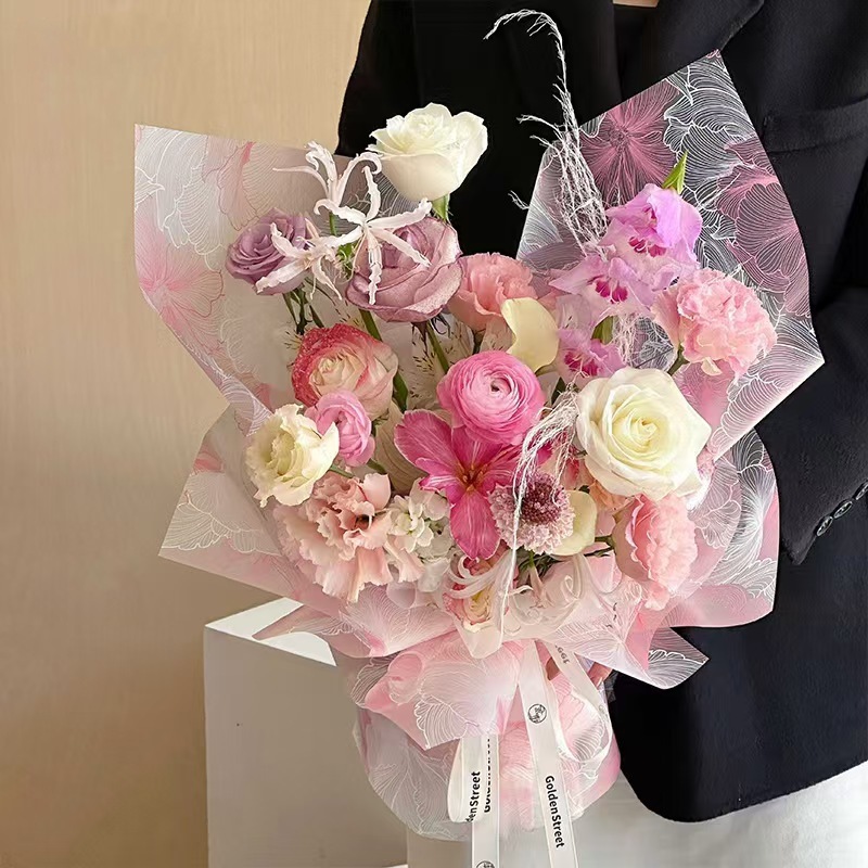 Papel para Flores con Diseño Holográfico/Láser - Efecto Brillante y Atmosférico para San Valentín - Ideal para Crear Bouquets de Impacto - Venta al por Mayor para Florerías