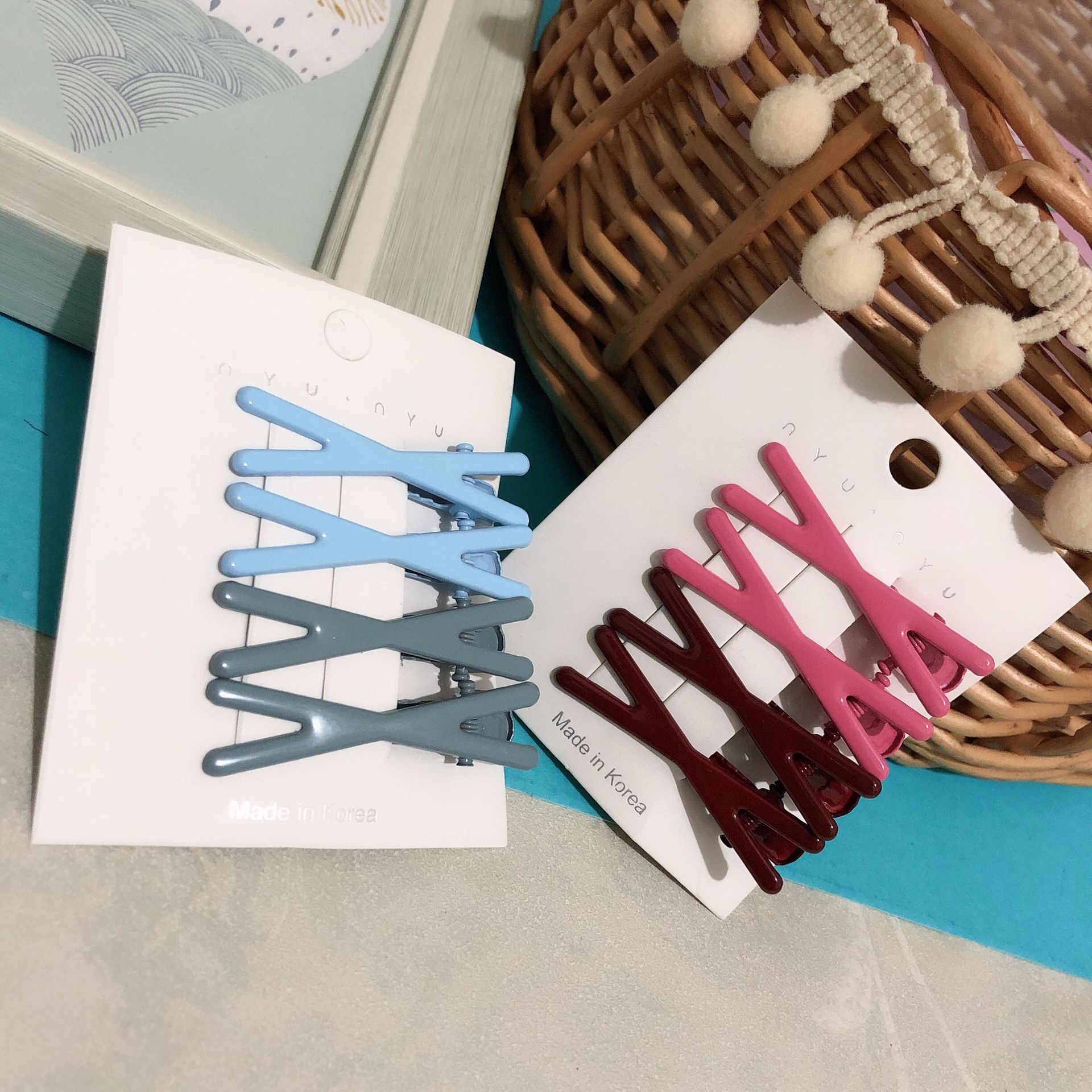 Set de Pinzas Cruzadas Coreanas en Colores Primavera - Accesorios para Cabello con Esmalte de Moda