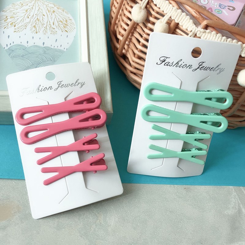 Set de Pinzas de Pato Coreanas en Colores Primavera - Accesorios para Cabello Infantil con Esmalte 