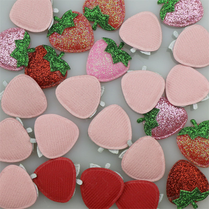 Fresas Brillantes de 2.5cm con Purpurina - Componentes para Fabricación de Accesorios de Pelo, Ropa y Juguetes - Proveedor Mayorista