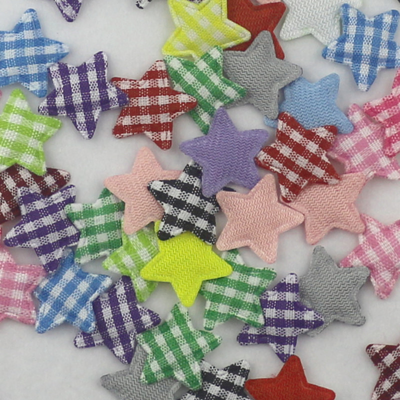 Estrellas de Tela de Cuadros de 1.8cm - Componentes para Fabricación de Juguetes, Muñecas y Accesorios de Pelo - Proveedor Mayorista 