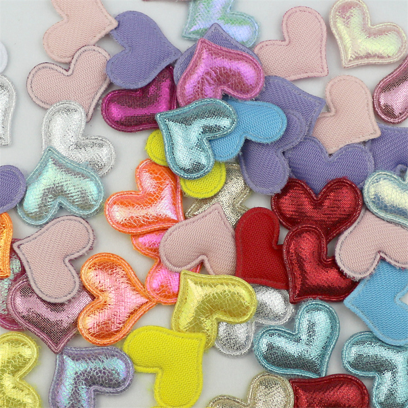 Corazones de Pana Brillante de 2.5cm con Estampado - Componentes para Fabricación de Accesorios de Pelo y Manualidades - Proveedor Mayorista