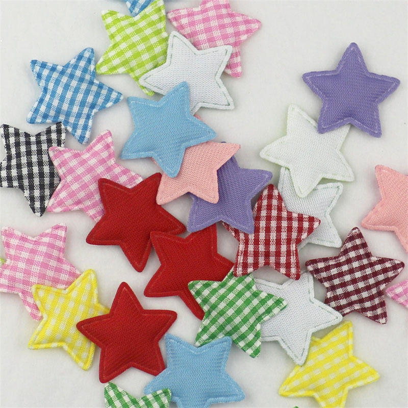 Estrellas de Tela de Cuadros de 3.3cm - Componentes para Fabricación de Juguetes, Ropa de Muñecas y Accesorios de Pelo - Proveedor Mayorista