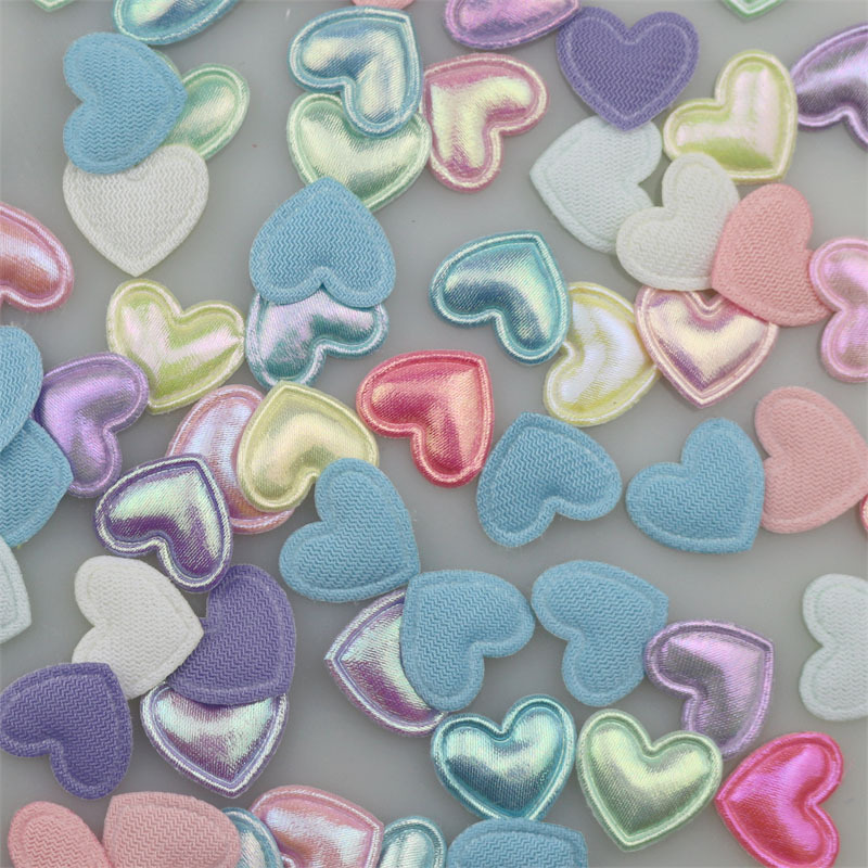 Corazones de Tela Nacarada de 1.7cm - Componentes para Fabricación de Accesorios de Pelo, Ropa, Calzado y Manualidades - Proveedor Mayorista