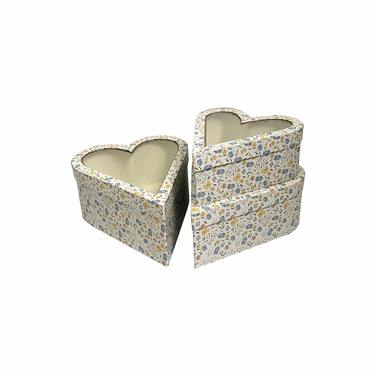 Caja de Regalo Corazón de 3 Niveles con Estampado de Flores y Diseño Único Olipai - Para Arreglos Florales y Regalos con Estilo - Venta al por Mayor para Importadores