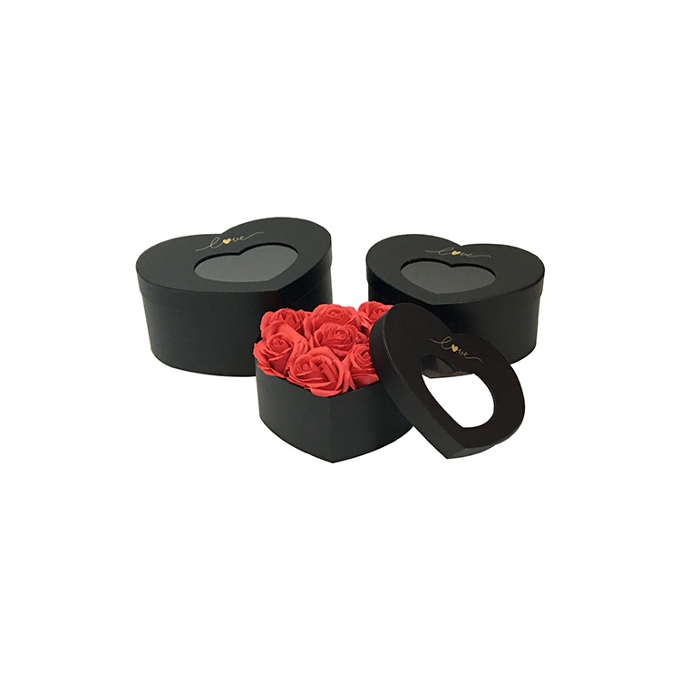 Juego de 3 Cajas Corazón con Ventana para Flores | Diseño Minimalista | Para Mayoristas