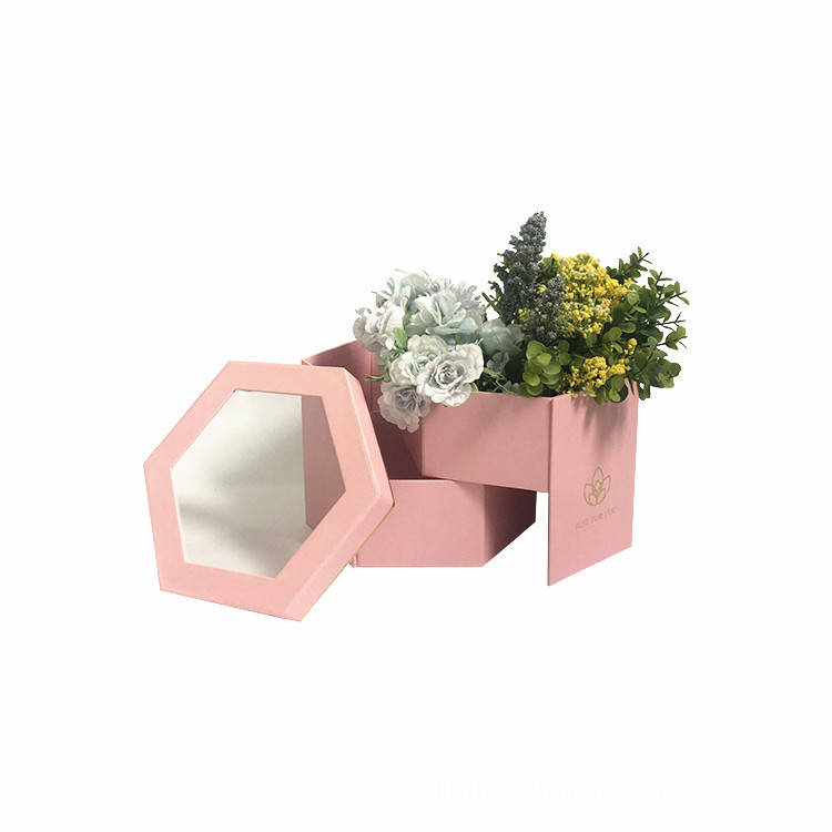 Caja Regalo Hexagonal Giratoria de 2 Niveles con Ventana de PVC | EN STOCK | Para Mayoristas