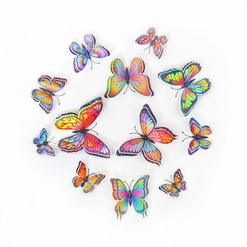 Lote de 12 Mariposas Magnéticas 3D de Doble Capa - PVC Colorido de Alta Calidad - Adhesión Fuerte y Reutilizable - Para Decoración de Hogar y Negocios - Venta al por Mayor