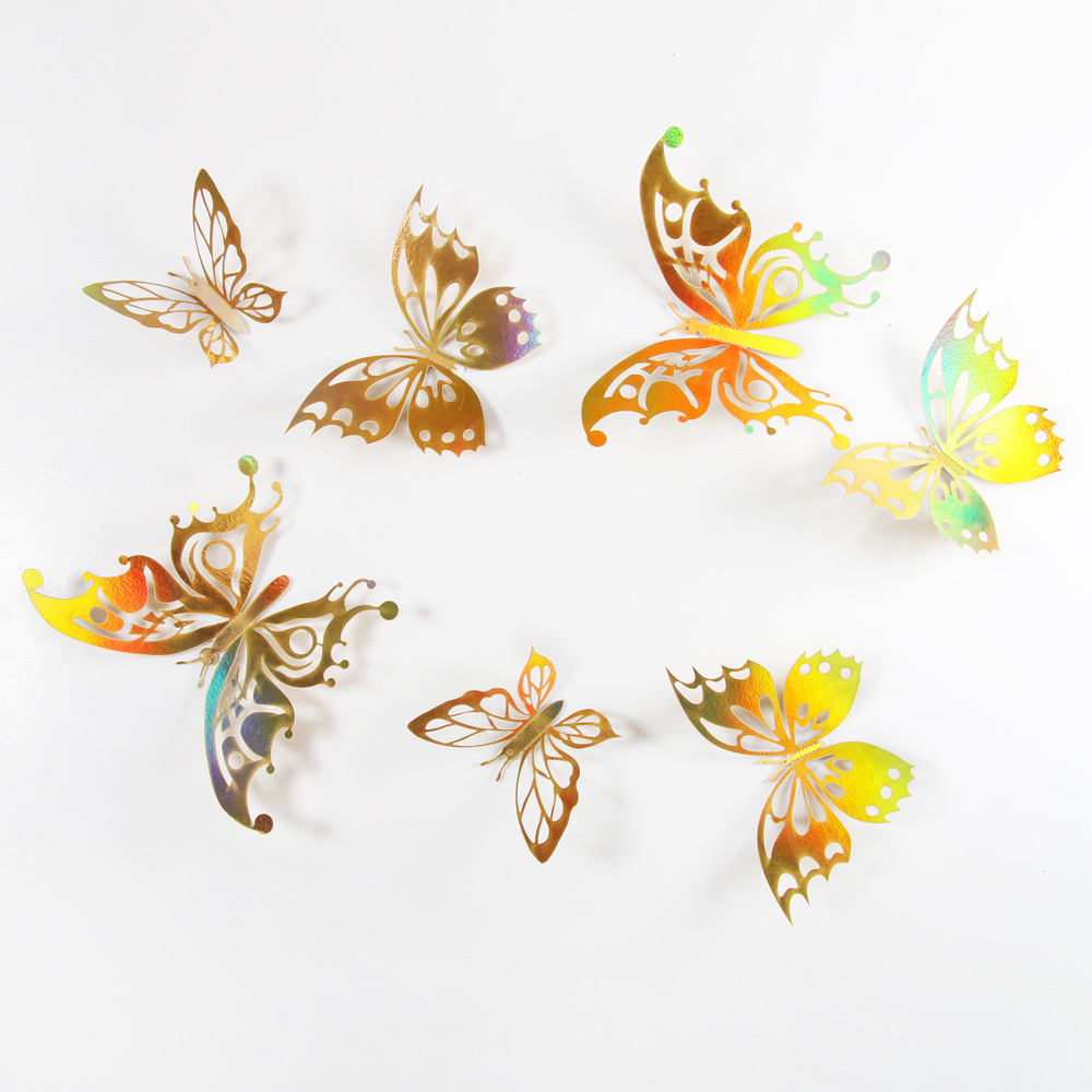 Lote de 12 Mariposas Adhesivas Caladas 3D para Exportación - Decoración Artística para Paredes y Fiestas - Colores Vibrantes para Hogares y Mayoristas