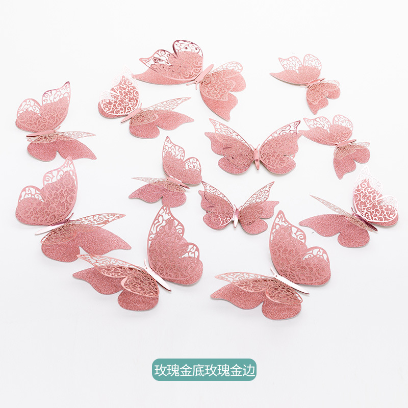 Lote de 6 Mariposas Adhesivas Caladas 3D para Exportación - Decoración Artística para Paredes de Fiestas - Colores Vibrantes para Hogares y Mayoristas Internacionales