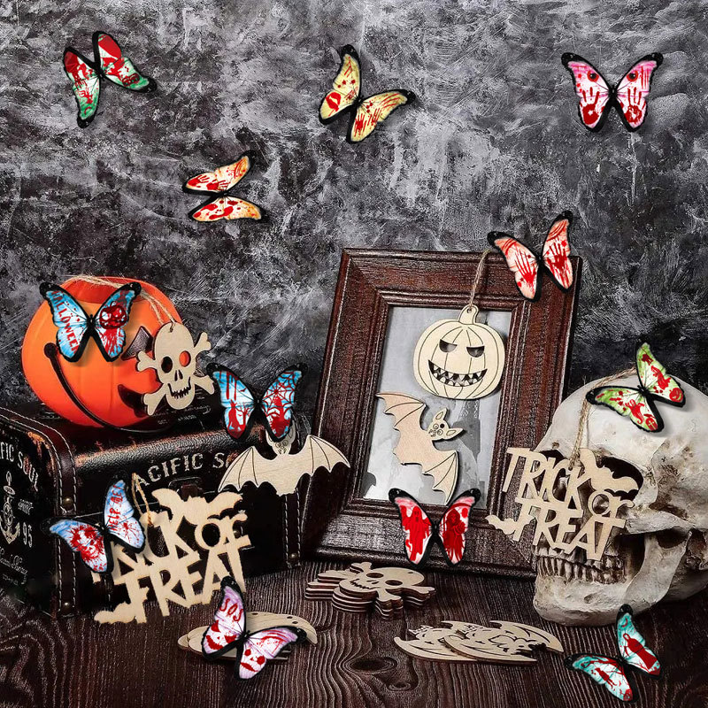 12 Unidades de Pegatinas de Mariposas de Halloween para Pared - Decoración 3D para Fiestas de Halloween y Salas de Estar - Suministro Directo para Exportación y Mayoristas