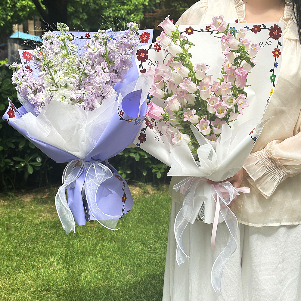 Papel de Estilo Europeo para Envolver Flores - Estampado Multicolor de Pequeñas Flores - Papel Impermeable Extra Grueso - Suministro Exclusivo para Mayoristas Internacionales