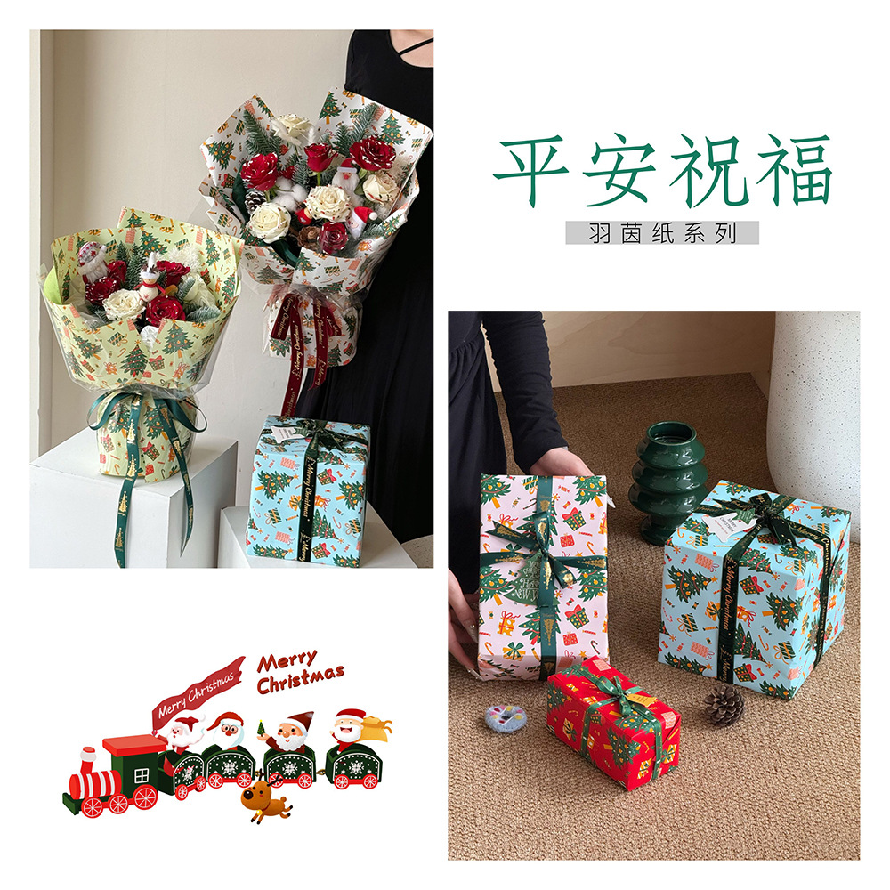 Papel para Regalos de Fiesta Navideña con Estilo Retro - Diseño Vintage para Flores y Regalos - Suministro Exclusivo para Mayoristas - Temporada Festiva 2025