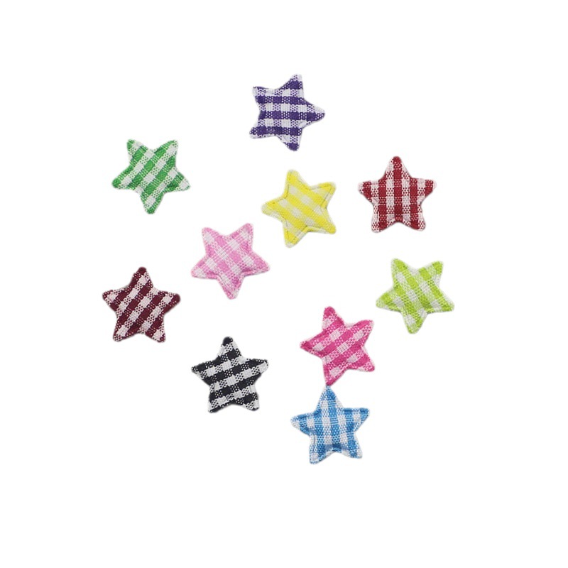 Estrellas de Tela de Cuadros de 1.8cm - Componentes para Fabricación de Juguetes, Muñecas y Accesorios de Pelo - Proveedor Mayorista 