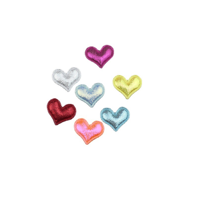 Corazones de Pana Brillante de 2.5cm con Estampado - Componentes para Fabricación de Accesorios de Pelo y Manualidades - Proveedor Mayorista