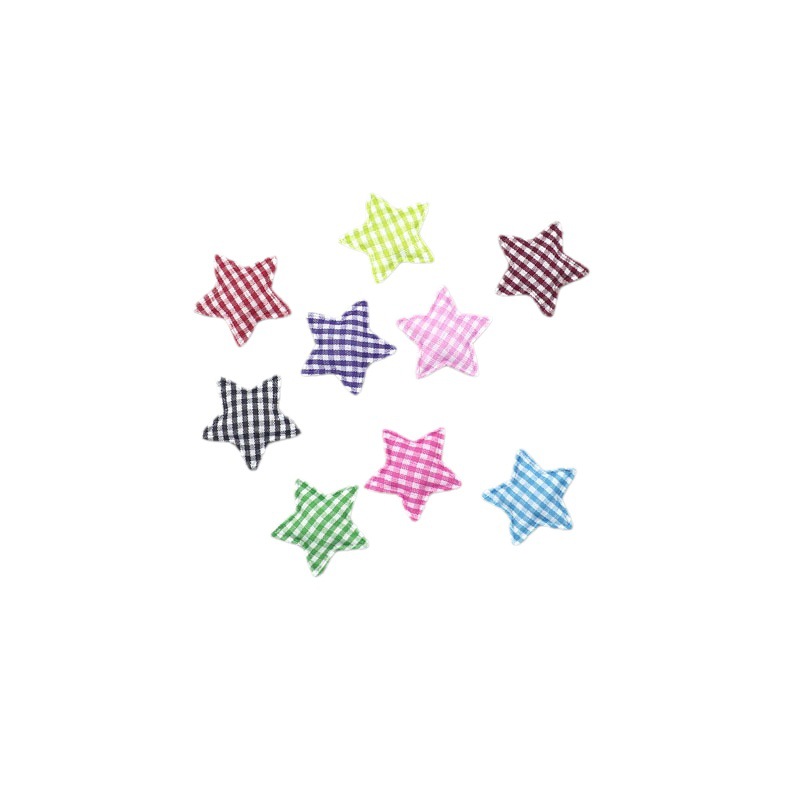 Estrellas de Tela de Cuadros de 3.3cm - Componentes para Fabricación de Juguetes, Ropa de Muñecas y Accesorios de Pelo - Proveedor Mayorista