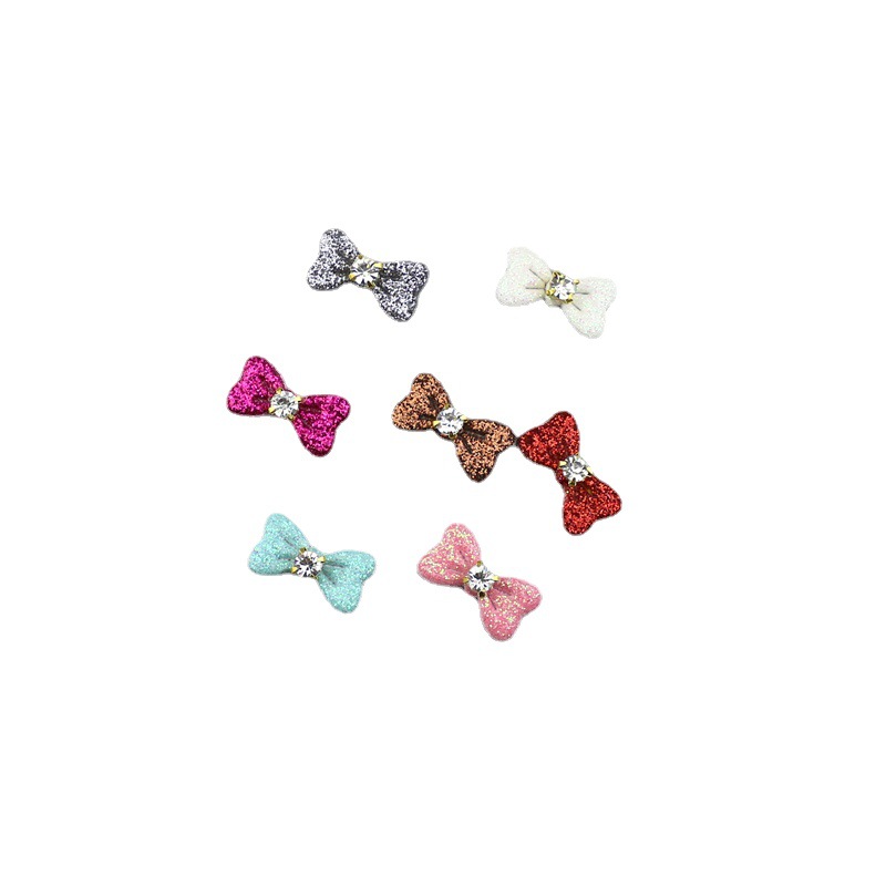 Moños de Cuero con Purpurina y Cristales - Componentes para Fabricación de Accesorios de Pelo, Ropa de Muñecas y Manualidades - Proveedor Mayorista