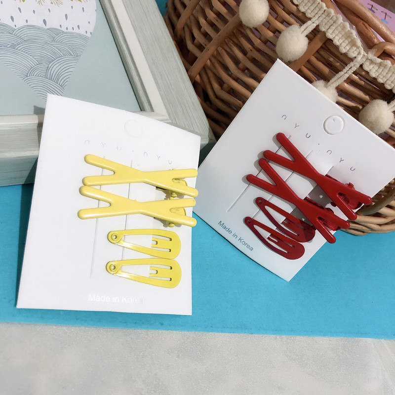 Set Coreano de Broches BB Cruzados - Pinzas en Forma de Lágrima con Esmalte HyunA