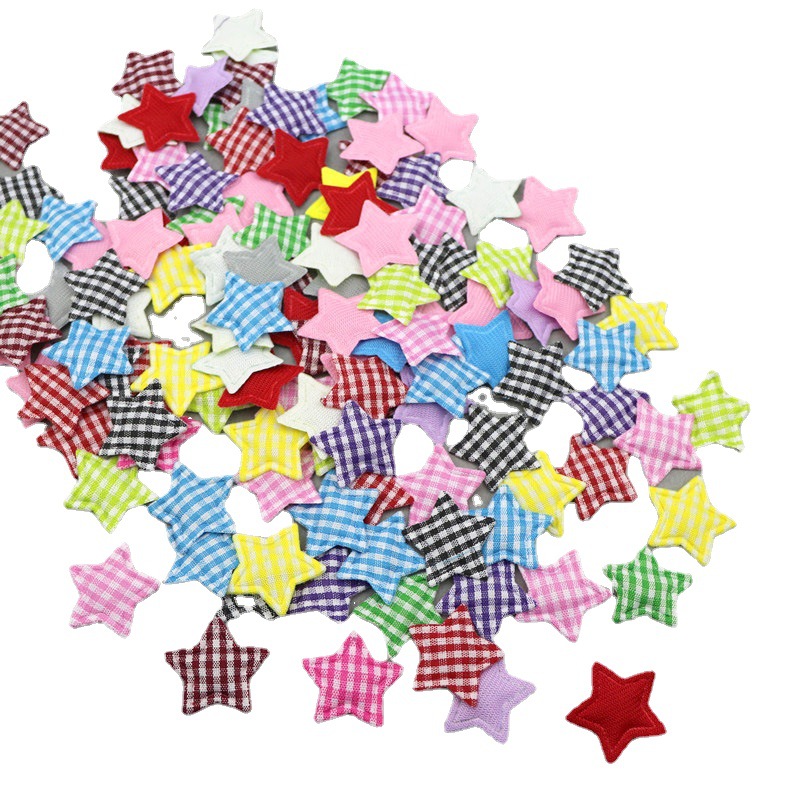 Estrellas de Tela de Cuadros de 2.5cm con Estampado - Componentes para Repostería, Accesorios de Pelo y Manualidades - Proveedor Mayorista 