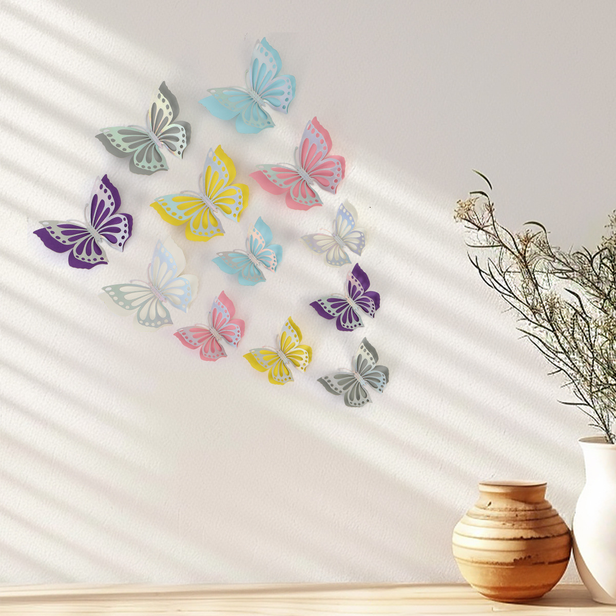 Mariposas Adhesivas 3D con Acabado Metálico - Diseño Calado y Colores Elegantes - Decoración Moderna para Pared de Sala y Comercios - Para Mayoristas y Diseñadores de Interiores