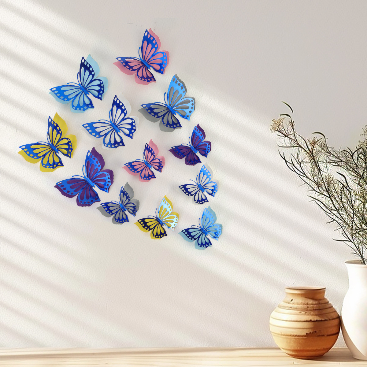 Mariposas Adhesivas 3D con Acabado Metálico - Diseño Calado y Colores Elegantes - Decoración Moderna para Pared de Sala y Comercios - Para Mayoristas y Diseñadores de Interiores
