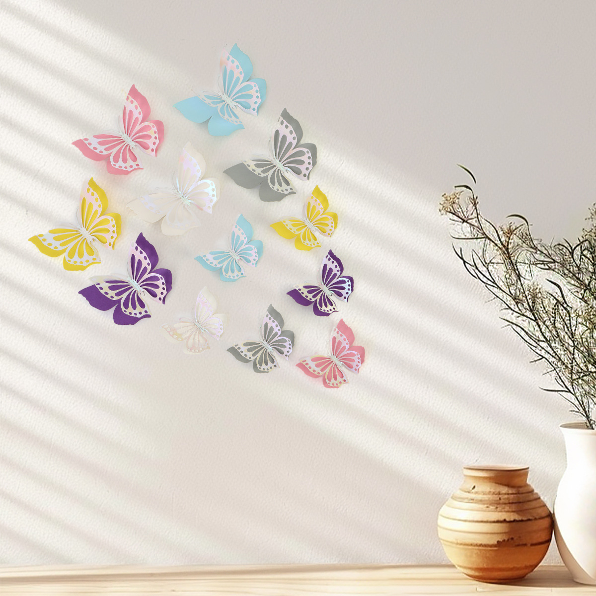 Mariposas Adhesivas 3D con Acabado Metálico - Diseño Calado y Colores Elegantes - Decoración Moderna para Pared de Sala y Comercios - Para Mayoristas y Diseñadores de Interiores