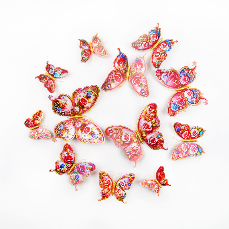 Lote de 12 Mariposas 3D Ultra Realistas - Diseño de una Capa con Colores Vibrantes - Para Decoración de Pared Moderna y Creativa - Venta por Lotes para Mayoristas
