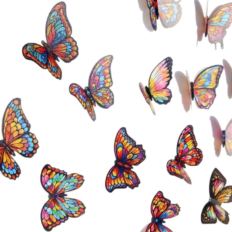 Lote de 27 Unidades de Mariposas 3D para Pared - Material Seguro No Tóxico y Colores Brillantes - Decoración para Habitación Infantil, Guarderías y Más - Venta al por Mayor
