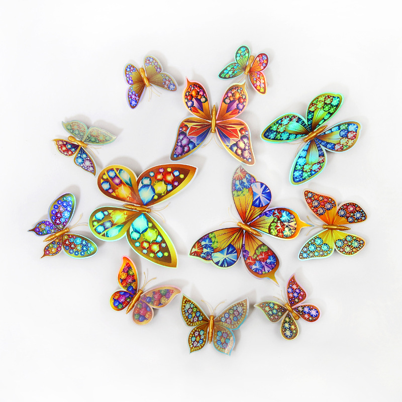 Lote de 12 Mariposas 3D Realistas para Decoración - Adhesivos Creativos para Paredes de Habitación Infantil - Ideales para Cuartos de Niños y Guarderías - Venta al por Mayor