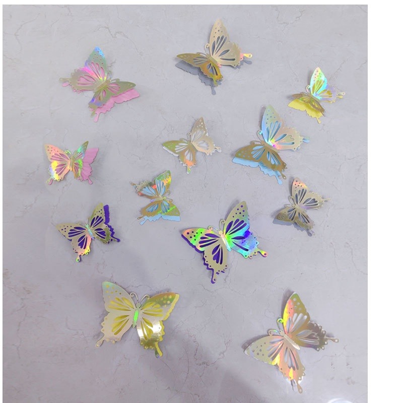 Mariposas Adhesivas 3D con Acabado Metálico - Diseño Calado y Colores Elegantes - Decoración Moderna para Pared de Sala y Comercios - Para Mayoristas y Diseñadores de Interiores