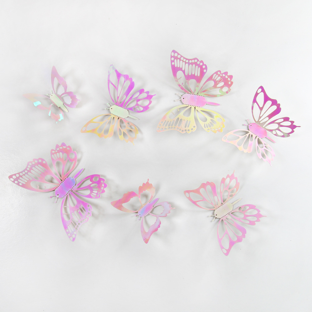 Lote de 12 Mariposas Adhesivas Caladas 3D para Exportación - Decoración Artística para Paredes y Fiestas - Colores Vibrantes para Hogares y Mayoristas