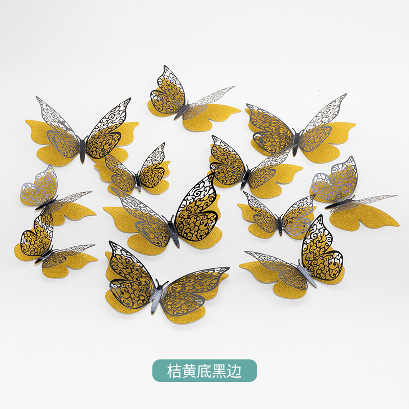 Lote de 6 Mariposas Adhesivas Caladas 3D para Exportación - Decoración Artística para Paredes de Fiestas - Colores Vibrantes para Hogares y Mayoristas Internacionales
