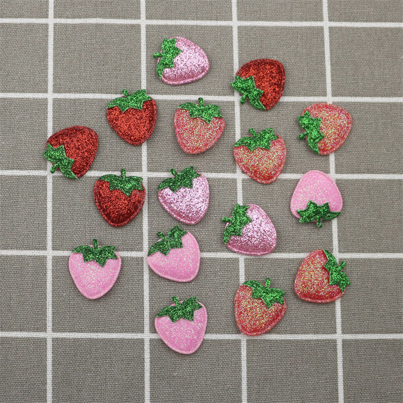 Fresas Brillantes de 2.5cm con Purpurina - Componentes para Fabricación de Accesorios de Pelo, Ropa y Juguetes - Proveedor Mayorista