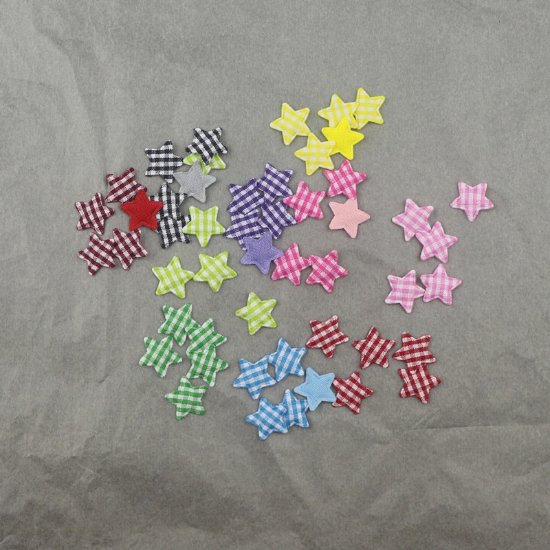 Estrellas de Tela de Cuadros de 1.8cm - Componentes para Fabricación de Juguetes, Muñecas y Accesorios de Pelo - Proveedor Mayorista 