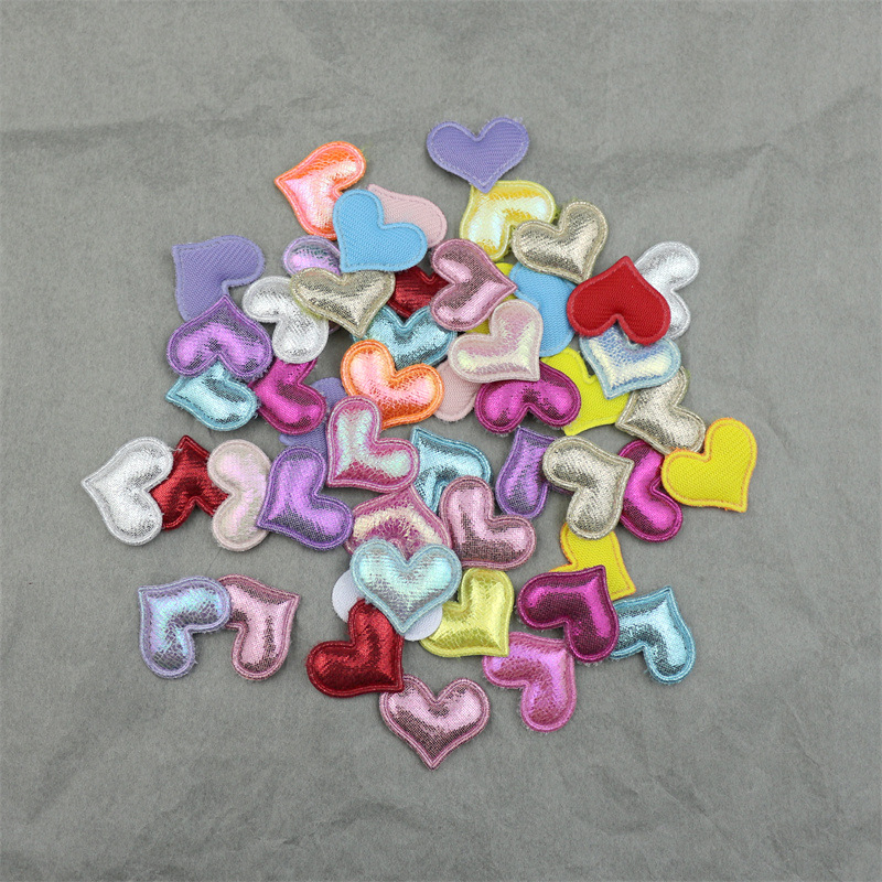 Corazones de Pana Brillante de 2.5cm con Estampado - Componentes para Fabricación de Accesorios de Pelo y Manualidades - Proveedor Mayorista