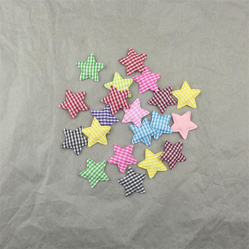 Estrellas de Tela de Cuadros de 3.3cm - Componentes para Fabricación de Juguetes, Ropa de Muñecas y Accesorios de Pelo - Proveedor Mayorista