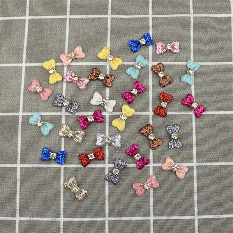 Moños de Cuero con Purpurina y Cristales - Componentes para Fabricación de Accesorios de Pelo, Ropa de Muñecas y Manualidades - Proveedor Mayorista