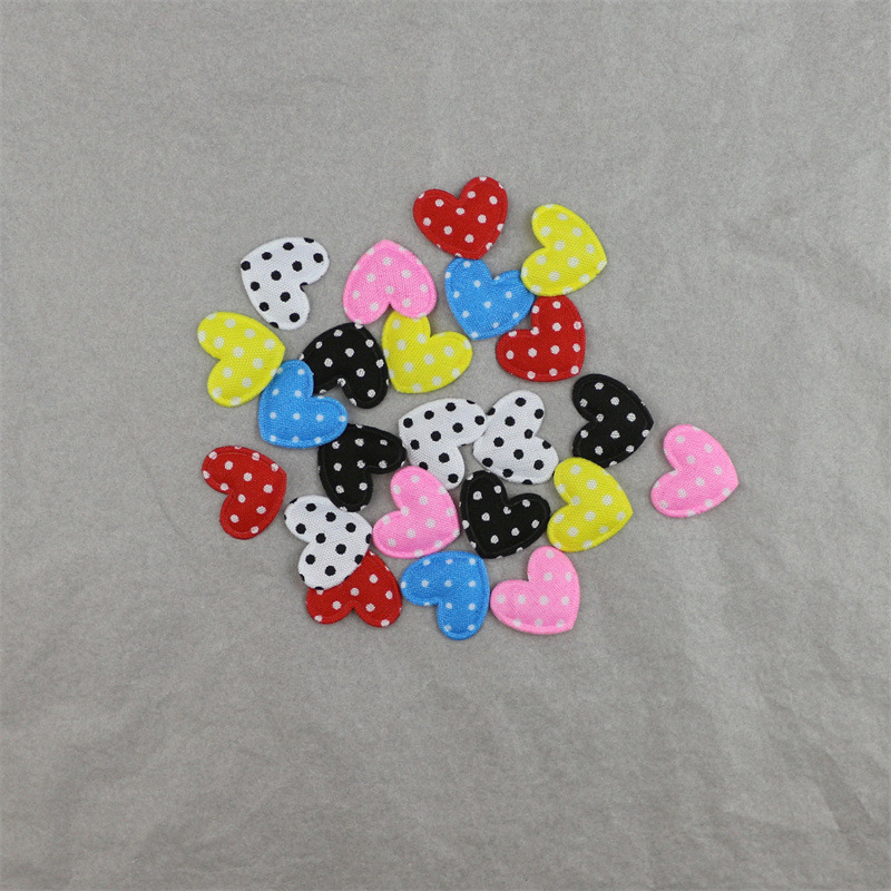 Corazones de Tela de Puntos de 1.8cm con Estampado - Componentes para Fabricación de Accesorios de Pelo, Ropa, Juguetes y Manualidades - Proveedor Mayorista