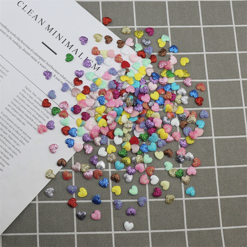 Corazones Mini Brillantes de 1cm con Purpurina - Componentes para Fabricación de Accesorios de Pelo, Calcetines, Juguetes de Peluche y Manualidades - Proveedor Mayorista