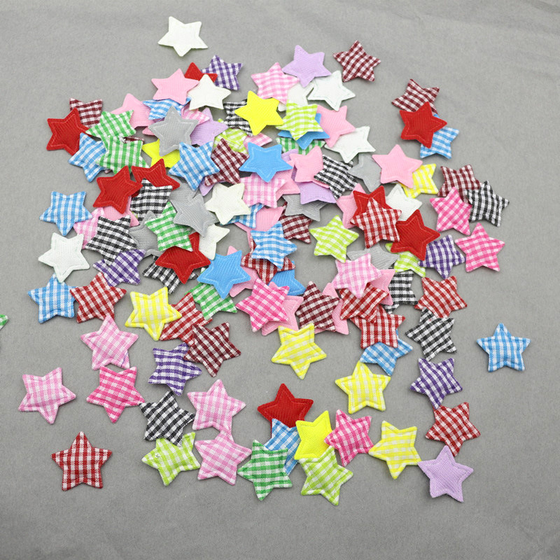 Estrellas de Tela de Cuadros de 2.5cm con Estampado - Componentes para Repostería, Accesorios de Pelo y Manualidades - Proveedor Mayorista 