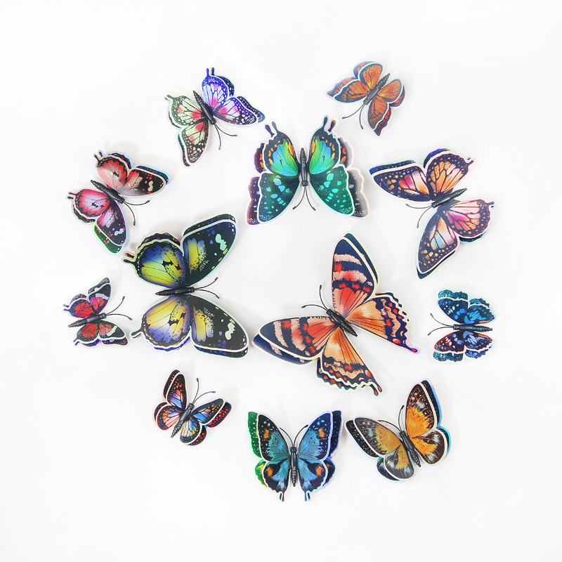 Lote de 12 Mariposas Magnéticas 3D de Doble Capa - PVC Colorido de Alta Calidad - Adhesión Fuerte y Reutilizable - Para Decoración de Hogar y Negocios - Venta al por Mayor