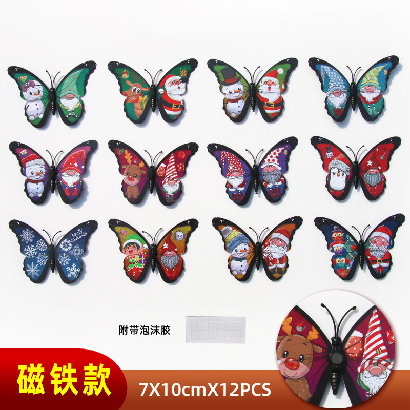 Mariposas Navideñas 3D para Pared - Decoración para Habitación Infantil y Sala de Estar - Adhesivos con Motivos de Navidad para Ambientación Festiva - Set para Mayoristas