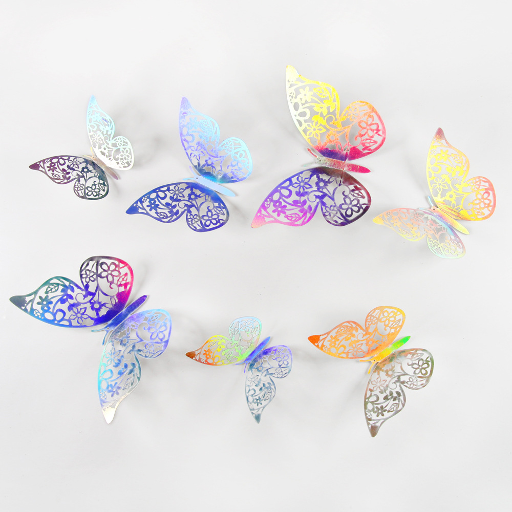 Lote de 12 Mariposas Adhesivas Caladas 3D para Exportación - Decoración Artística para Paredes y Fiestas - Colores Vibrantes para Hogares y Mayoristas