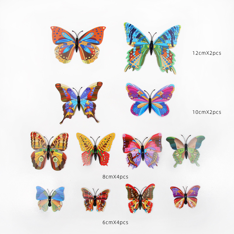 Mariposas de PVC 3D de Doble Capa para Pared - Decoración de Sala con Colores Vibrantes - Adhesivos Creativos para Fondos y Mayoristas