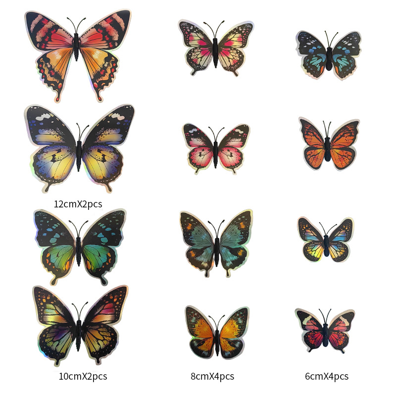 Set de Mariposas Magnéticas 3D con Efecto Láser para Exportación - Decoración de Doble Capa para Interiores - Adhesivos Ultra Realistas para Paredes y Superficies Metálicas - Para Mayoristas